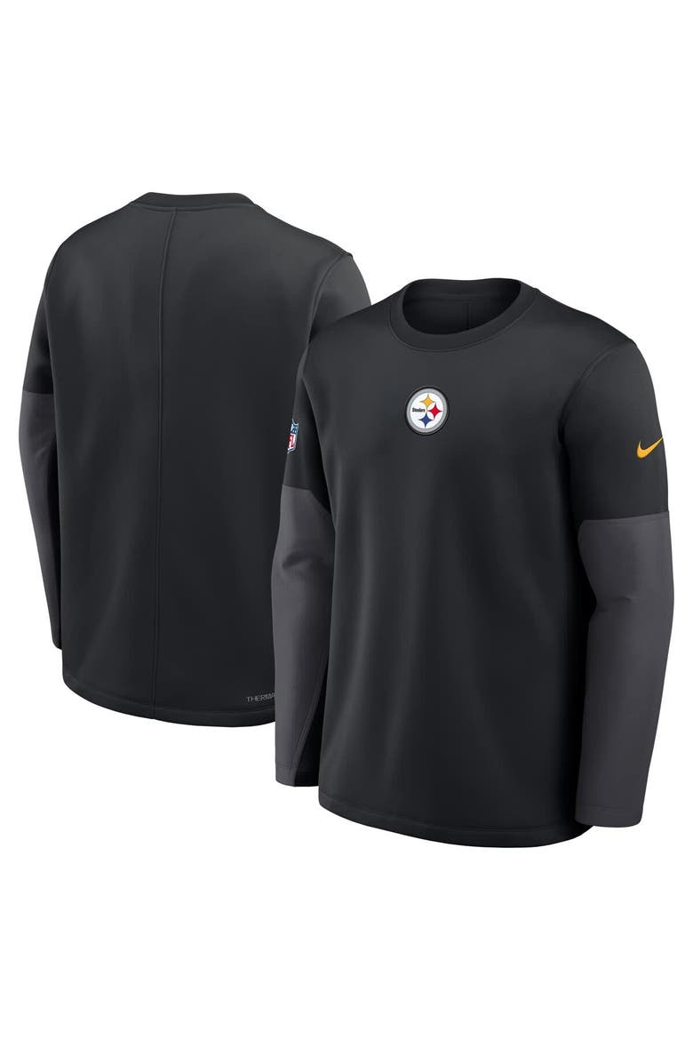 Men's Nike Black Pittsburgh Steelers Sideline Coach Therma-FIT Long Sleeve T-Shirt, Alternate, color, Black