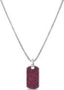 Haus of Brilliance Men's .925 Sterling Silver Created Red Ruby Dog Tag Pendant Necklace - 22" Inches