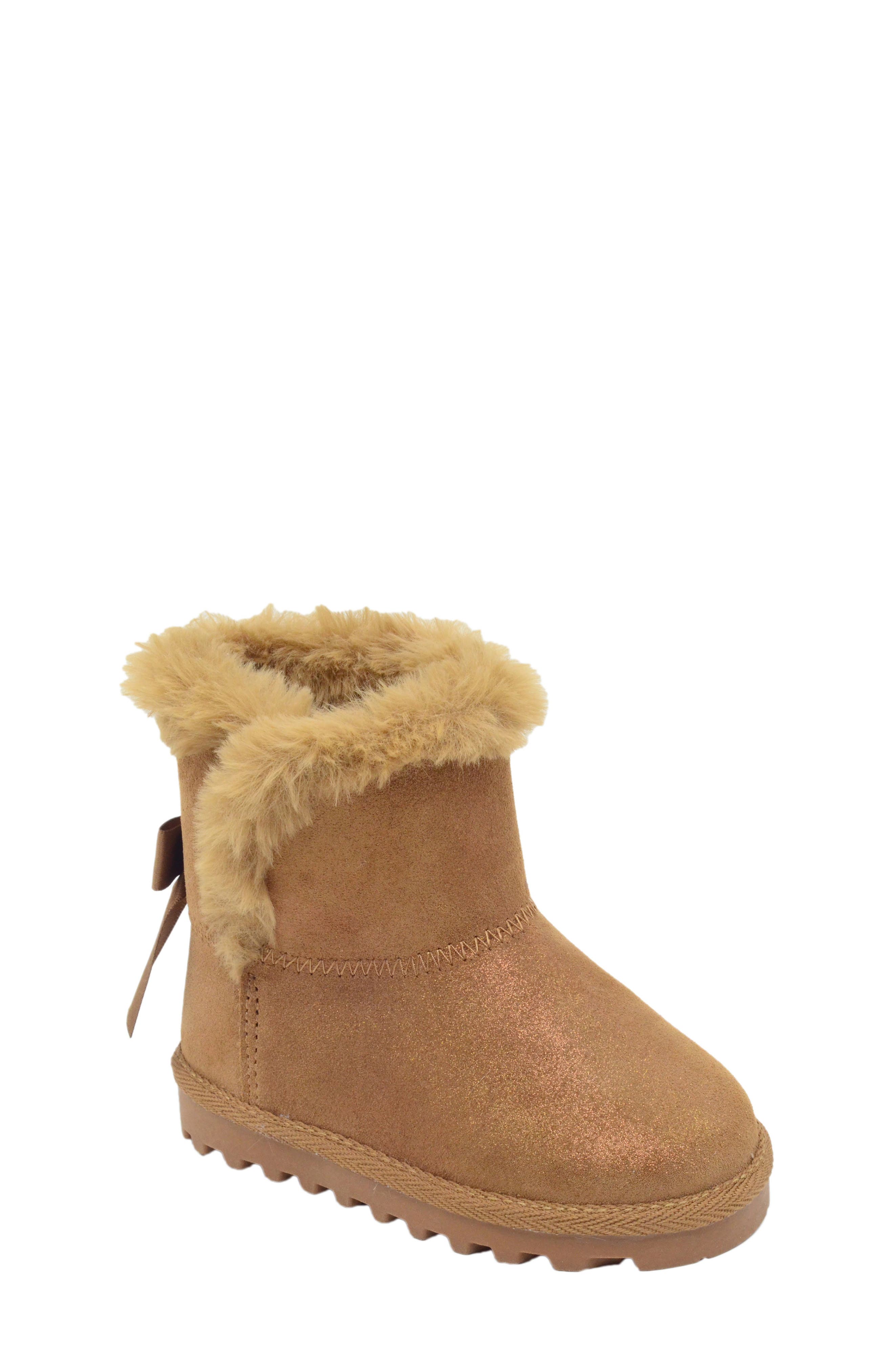 BEARPAW Kids' Suede Faux Fur Lined Boot, Main, color, 