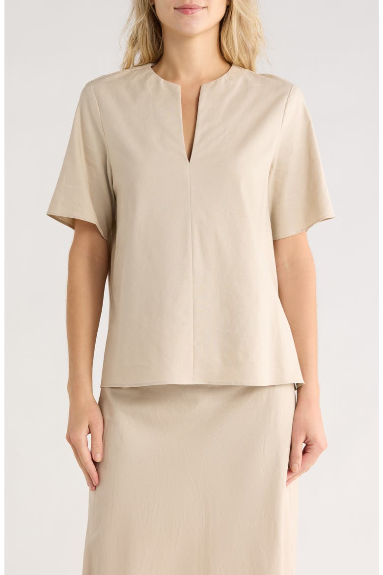 Easy Split Neck Top, Main, color, COBBLESTONE