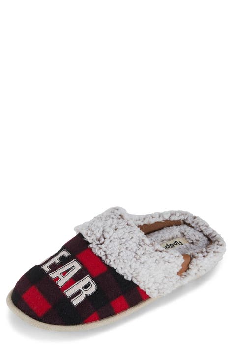 Buffalo Plaid Two-Tone Faux Fur Lined Clog Slipper (Men)