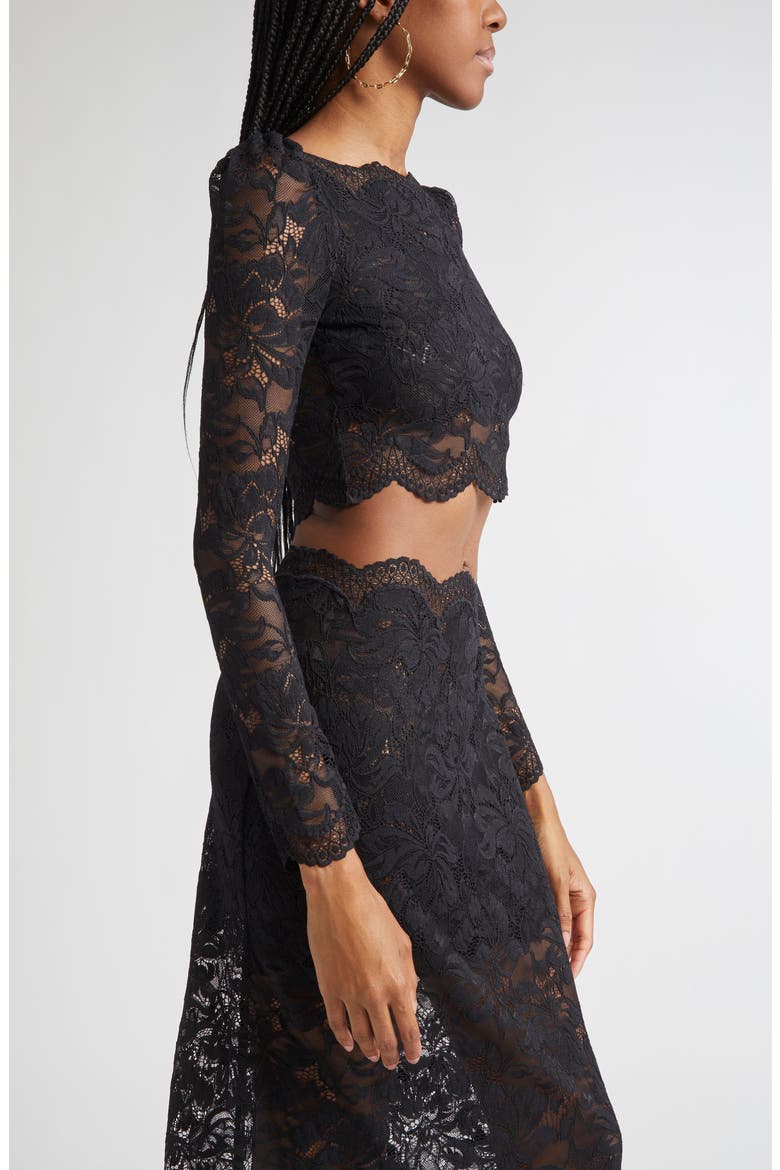 Stretch Lace Crop Top, Alternate, color, BLACK