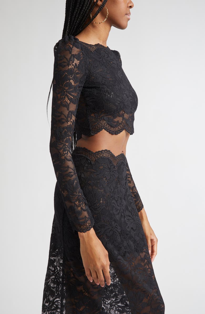 Rabanne Stretch Lace Crop Top, Alternate, color, Black