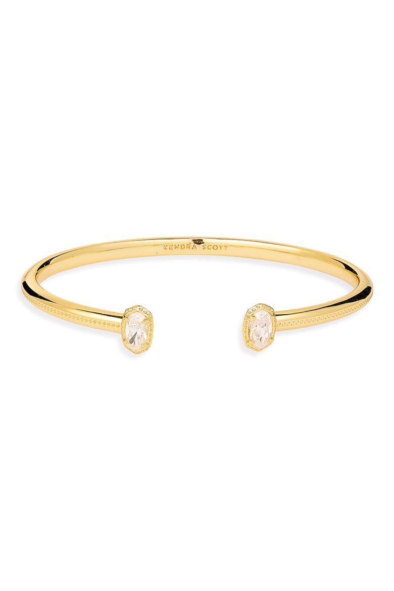 Mini Elton Luxe Cuff Bracelet, Main, color, GOLD WHITE CZ S/M