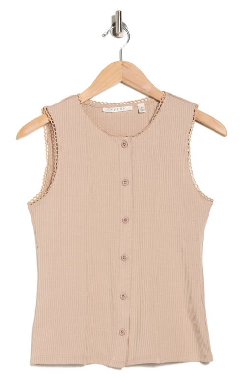 Cyrus Lace Trim Button-up Vest In Brown