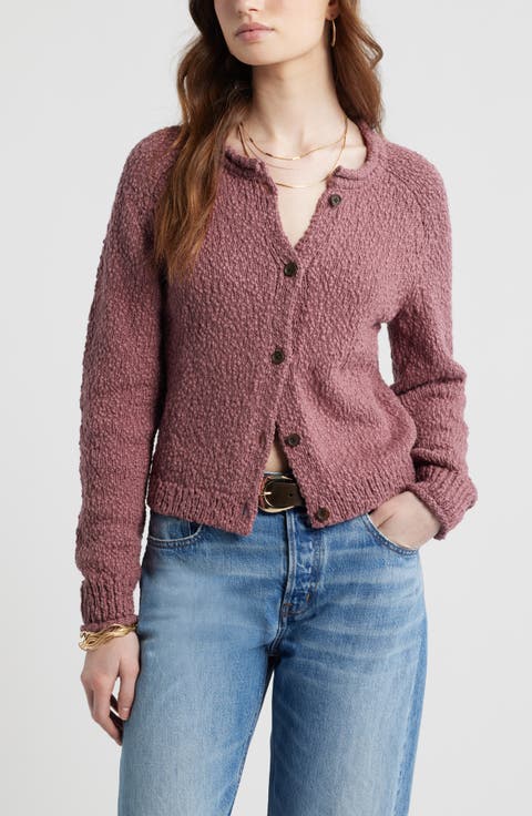 Fitted Textured Cotton Cardigan