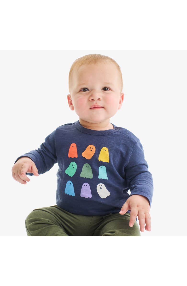 Primary Baby Long Sleeve Rainbow Ghost Tee, Alternate, color, Sunwashed Navy