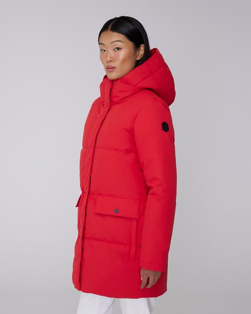 Quartz Co. Chloe | Hooded Down Winter Jacket In Fiery Red
