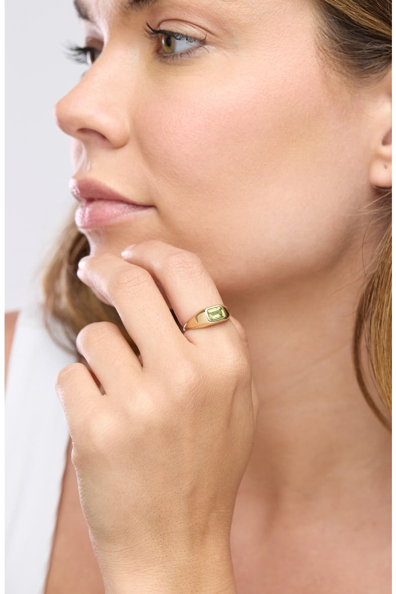 14k Gold Peridot Signet Ring, Alternate, color, PERIDOT/ 14KY