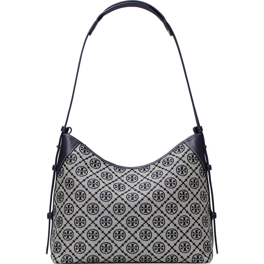 Tory Burch Shoulder Bag With Adaptable Strap And Logo Pattern In Blue