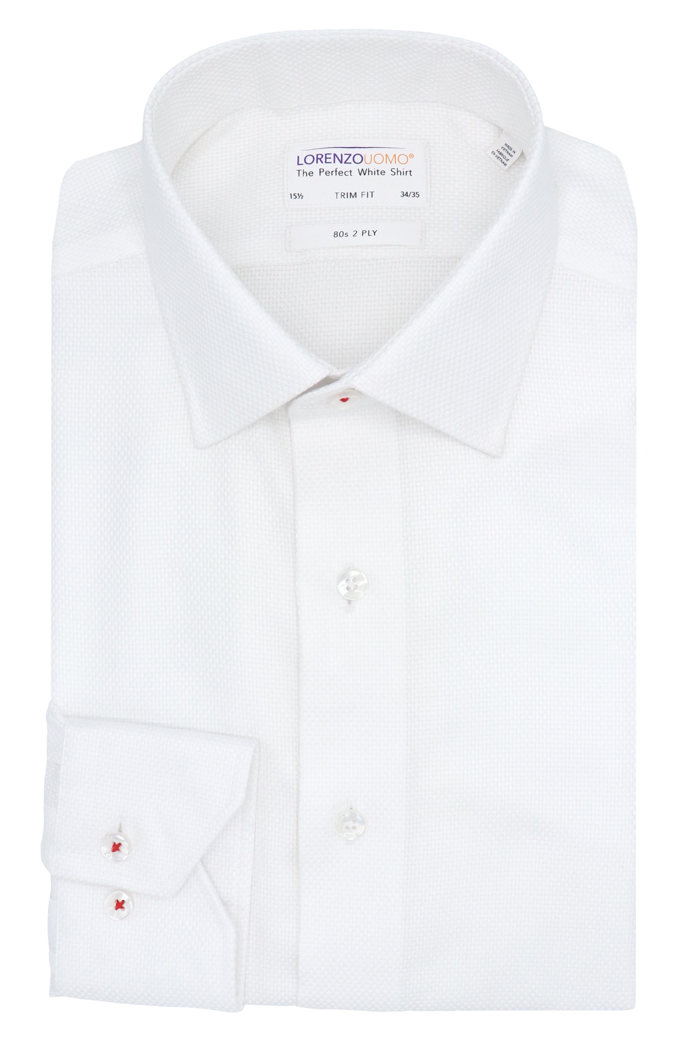 Lorenzo Uomo Trim Fit Textured Solid Cotton Dress Shirt
