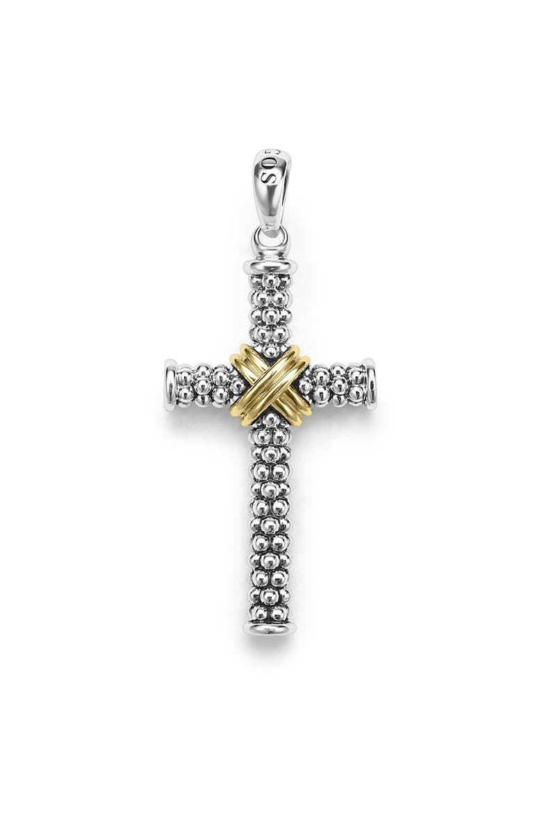 LAGOS Men's Anthem Two-Tone Caviar Beaded Pendant, Main, color, Silver