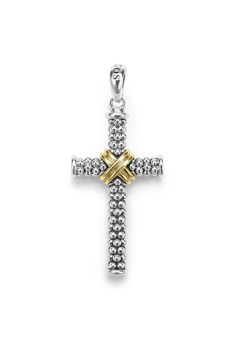 Men's Anthem Two-Tone Caviar Beaded Pendant