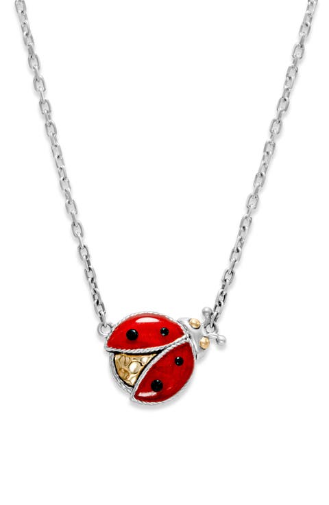 Sterling Silver & 18K Gold Ladybug Pendant Necklace