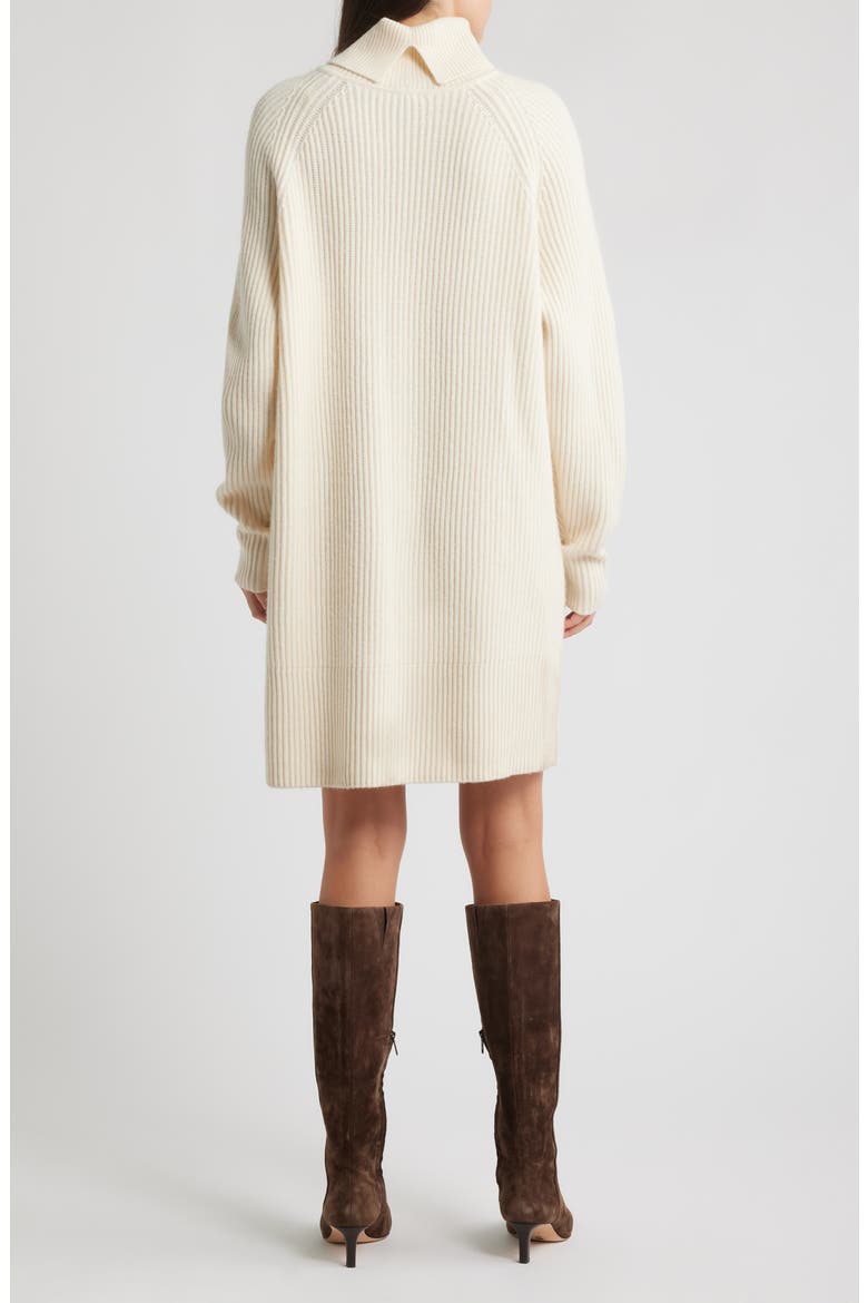 Foclore Long Sleeve Virgin Wool & Cashmere Turtleneck Sweater Dress, Alternate, color, OPEN WHT
