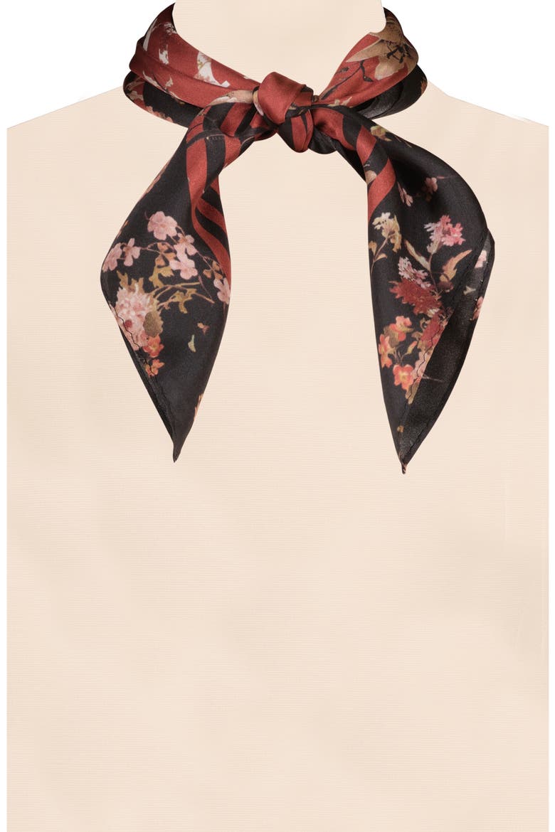 Perta Silk Twill Scarf, Alternate, color, BROWN MULTI