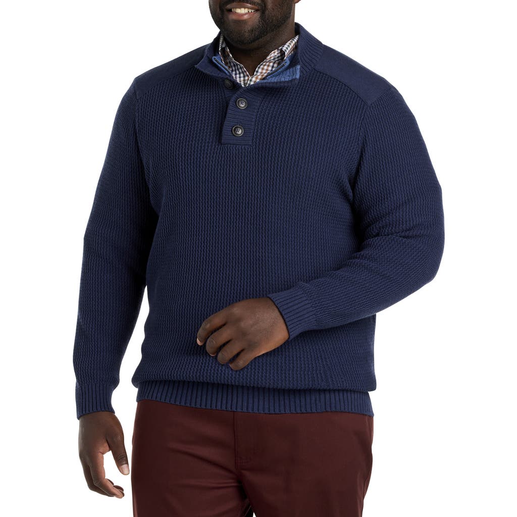 Oak Hill By Dxl Murphy Textured Mockneck Sweater In Peacoat Heather