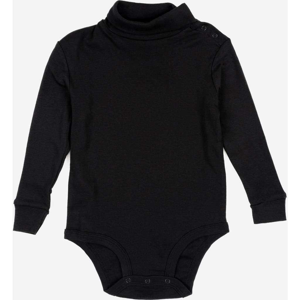 Leveret Baby Turtleneck Bodysuit, Cotton Long Sleeve In Black