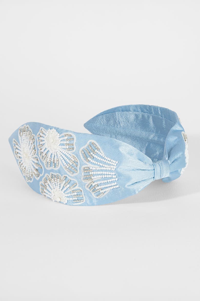 Flora Embellished Knotted Hair Band, Alternate, color, Blue