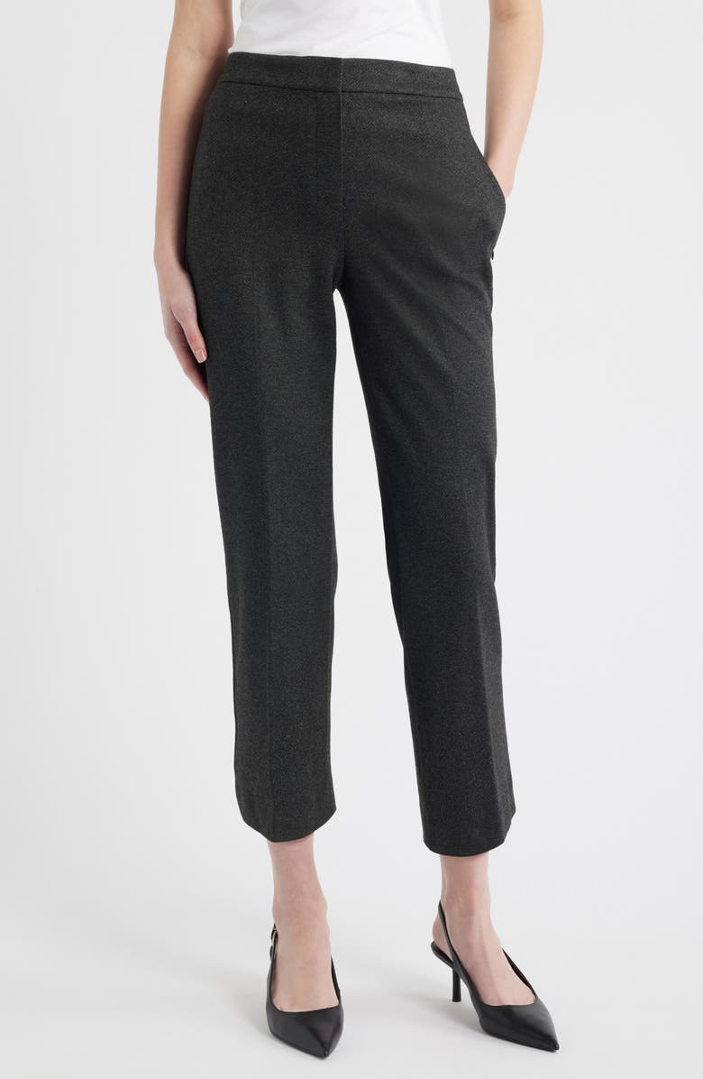 Theory Herringbone Kick Flare Ankle Pants, Main, color, Charcoal Melange