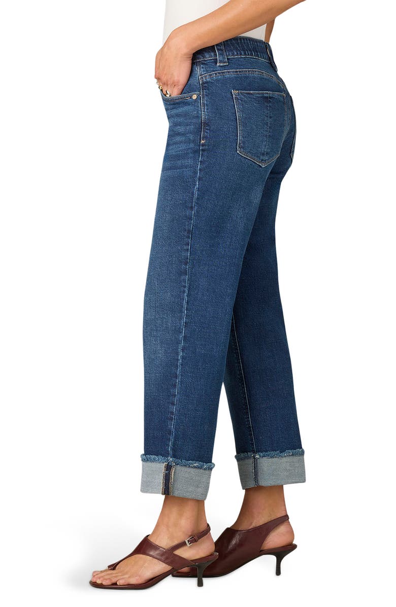 Wit & Wisdom Frayed High Waist Ankle Boyfriend Jeans, Alternate, color, Blue