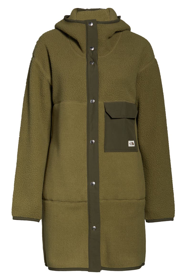 Mashup Fleece Hooded Coat, Alternate, color, BURNT OLIVE GRN/NEW TAUPE GRN