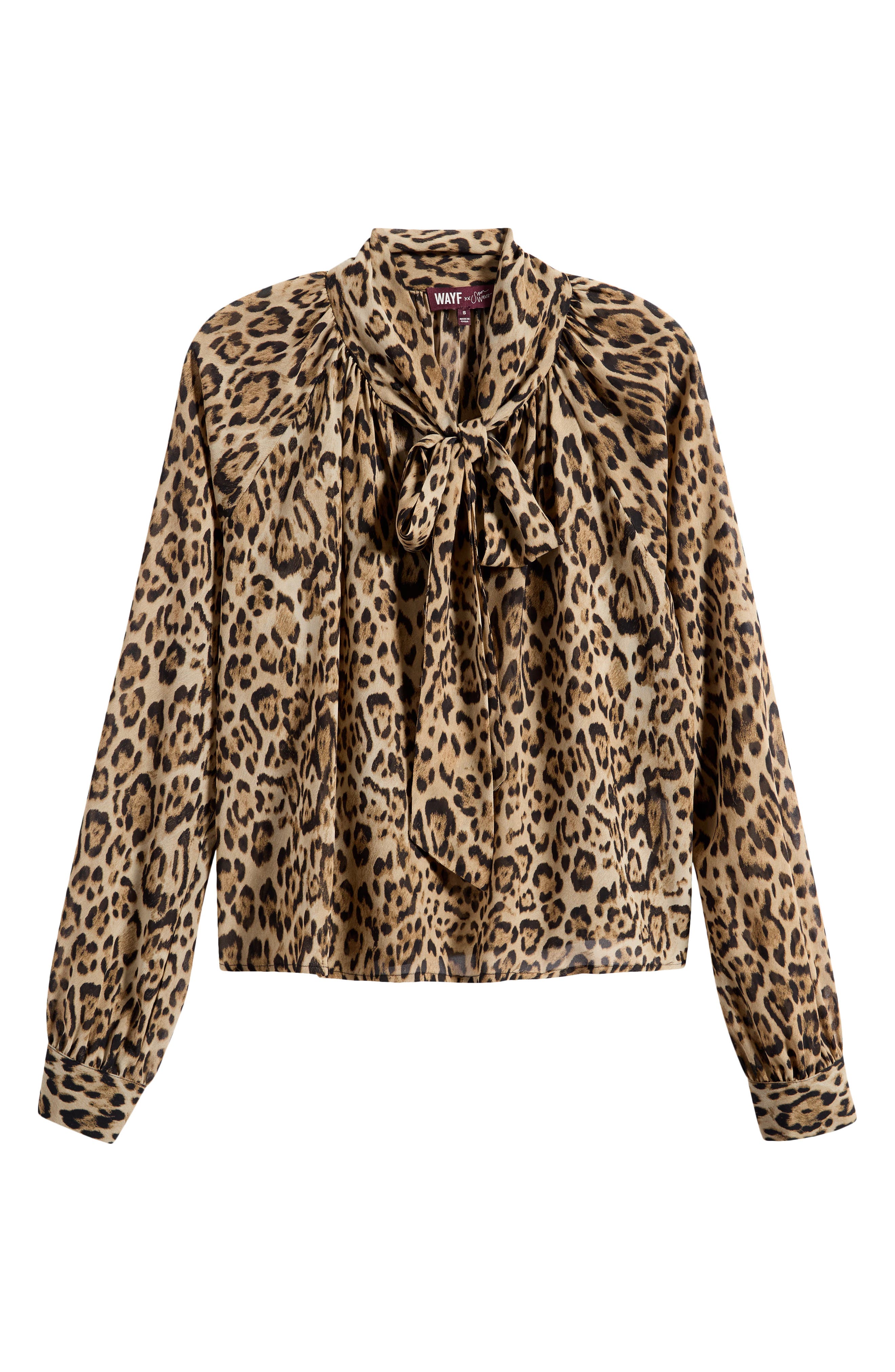 WAYF x Sara Walker Leopard Georgette Blouse (Women) | Nordstromrack