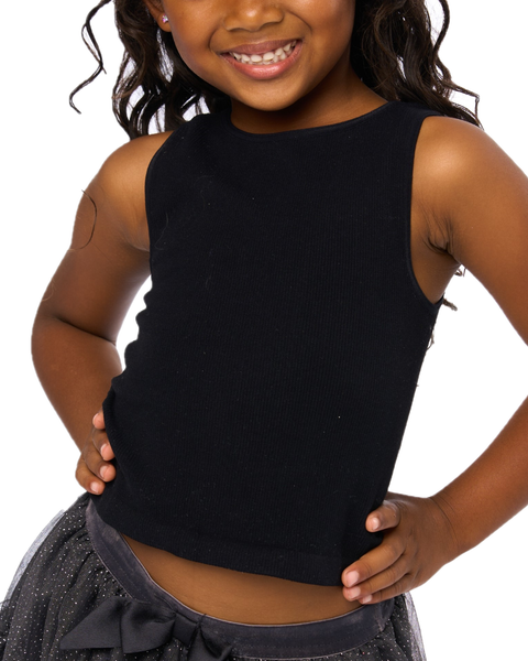 Littles ribbed crop sport tank top