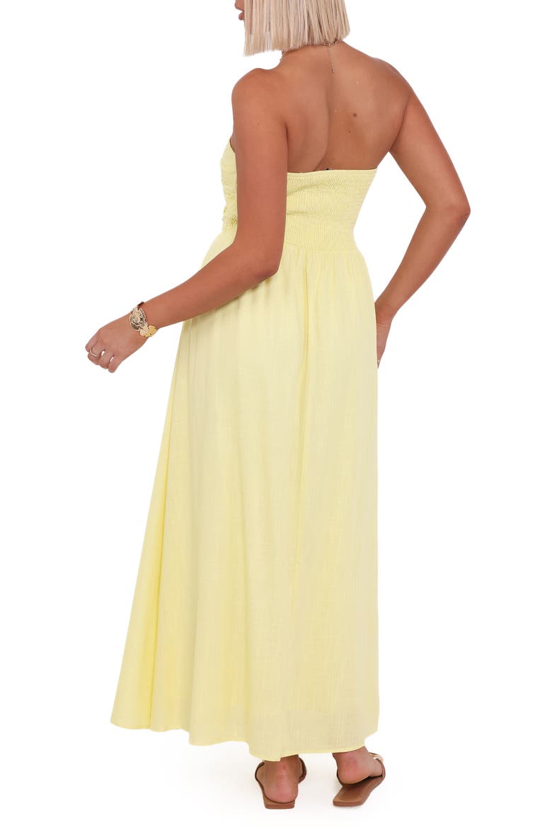 Kayt Strapless Linen Blend Maxi Sundress, Alternate, color, BUTTER YELLOW