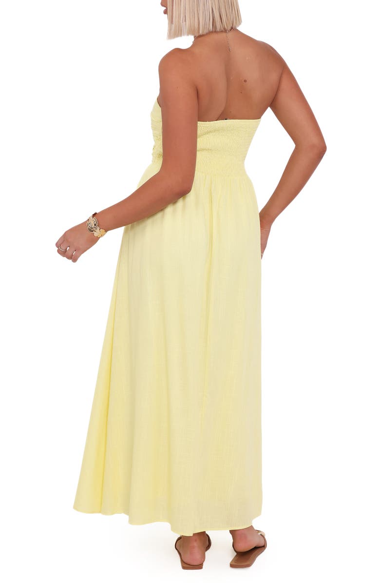 Petal & Pup Kayt Strapless Linen Blend Maxi Sundress, Alternate, color, Butter Yellow