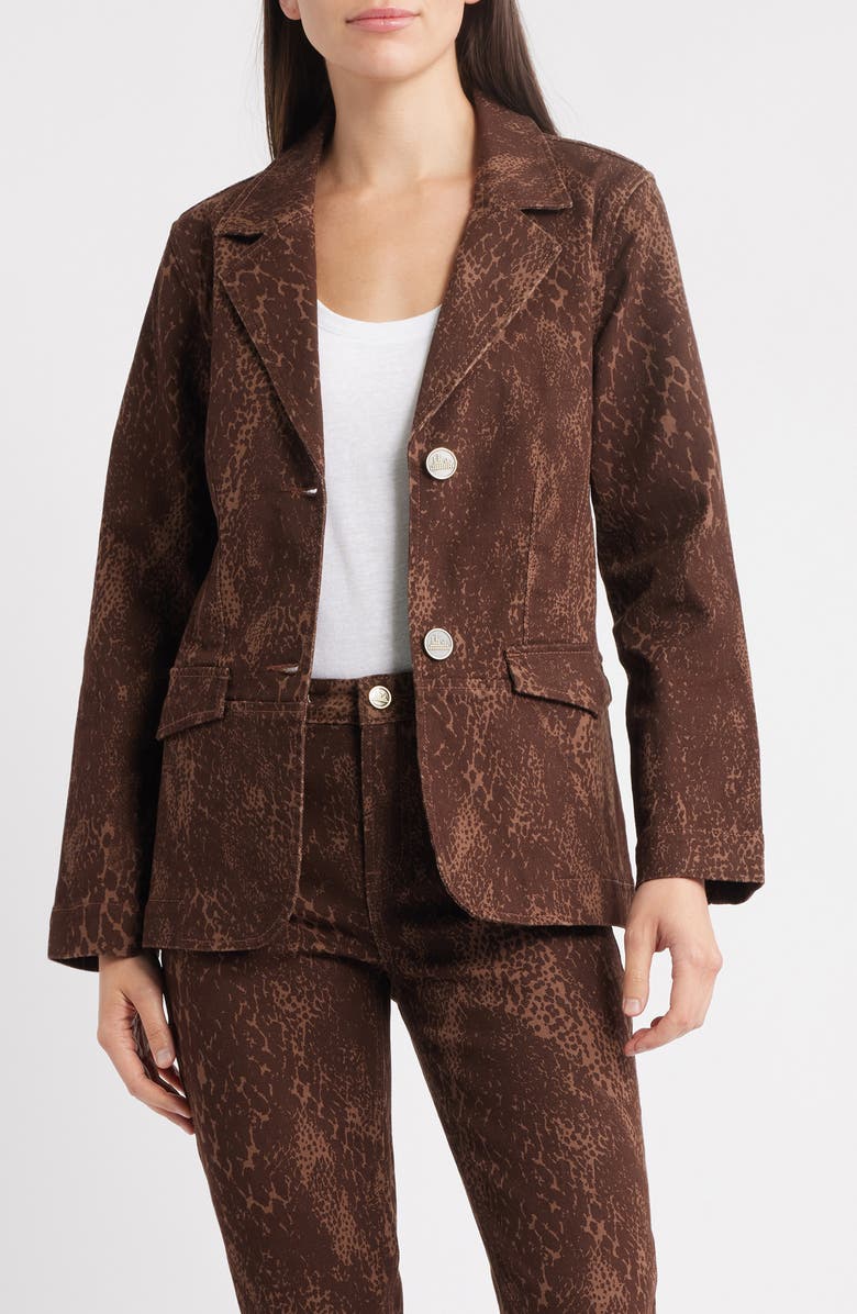 CITY BLUES Flap Pocket Denim Blazer, Main, color, Brown