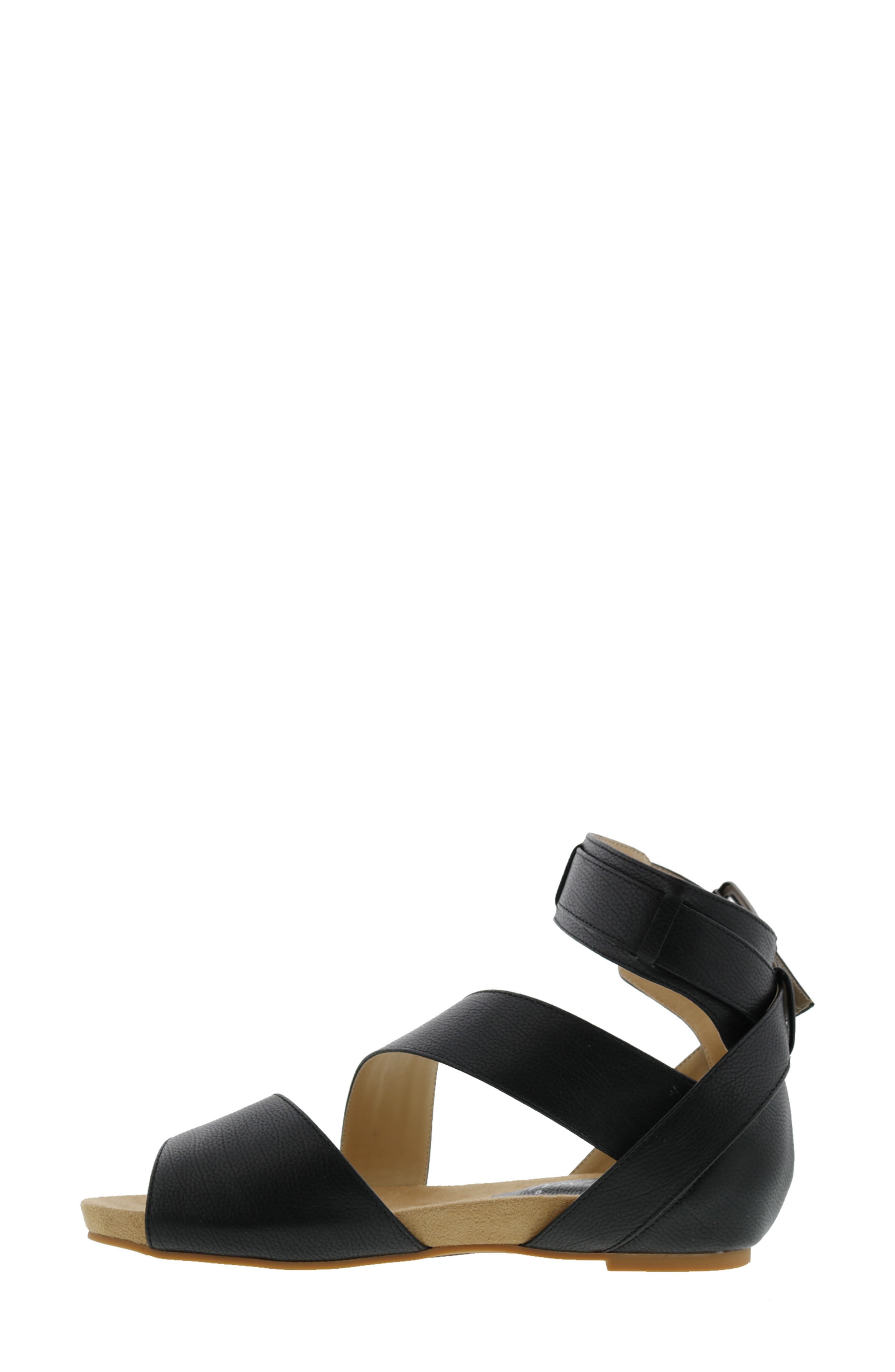 Nambi Ankle Strap Flat Sandal, Alternate, color, BLACK