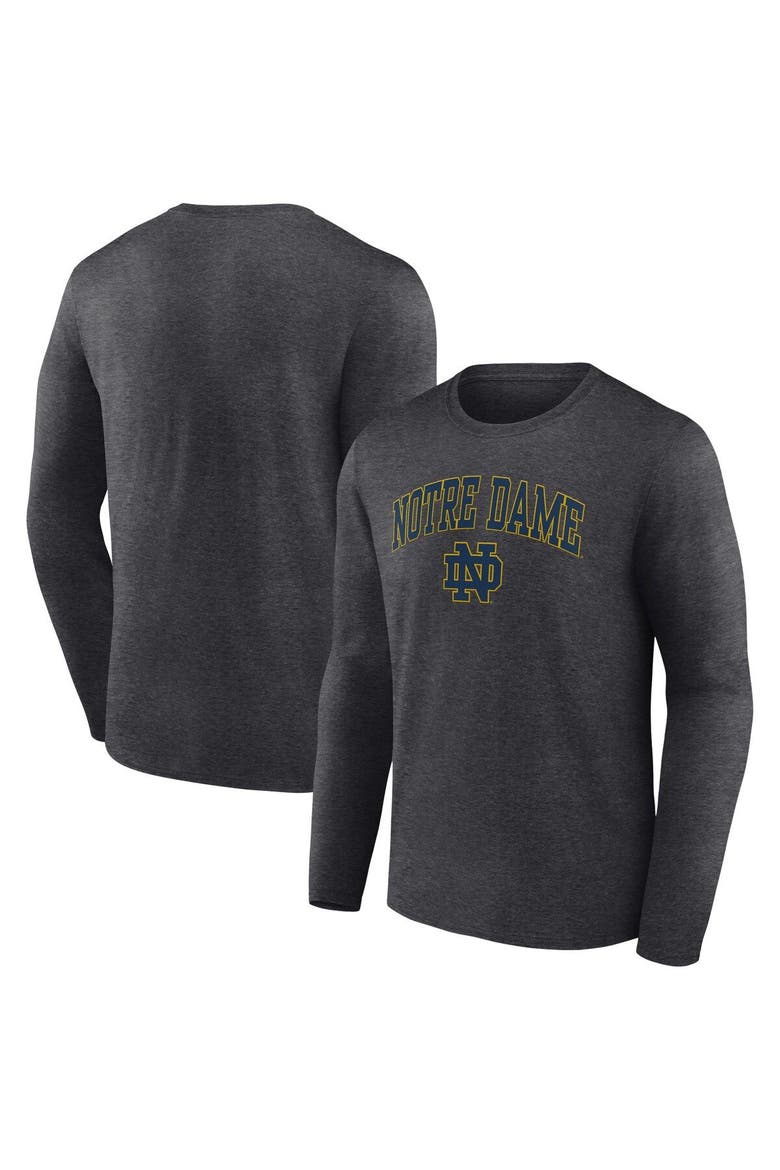 Men's Fanatics Branded Heather Charcoal Notre Dame Fighting Irish Campus Long Sleeve T-Shirt, Main, color, Heather Charcoal