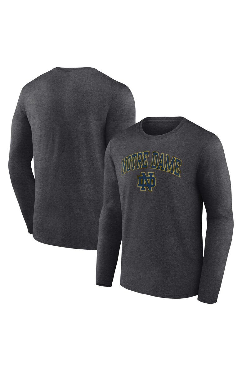 FANATICS Men's Fanatics Branded Heather Charcoal Notre Dame Fighting Irish Campus Long Sleeve T-Shirt, Main, color, 
