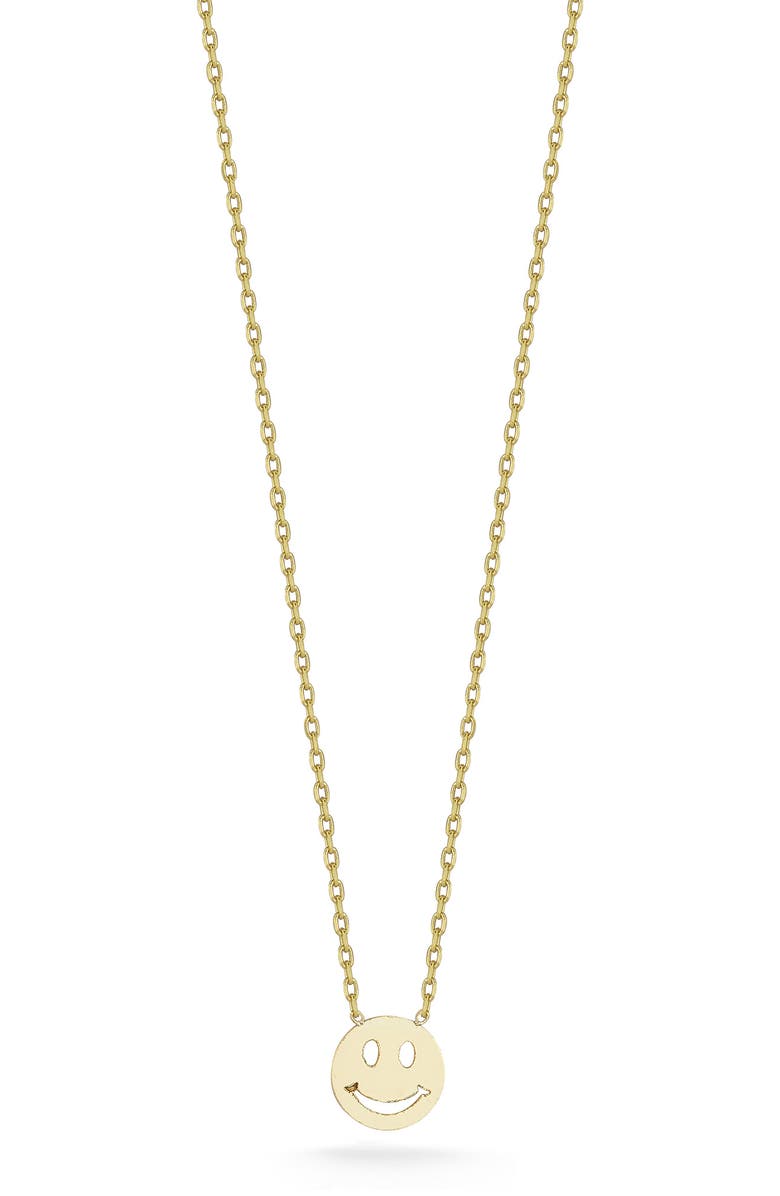 Ember Fine Jewelry Smiley Face Necklace, Main, color, Gold