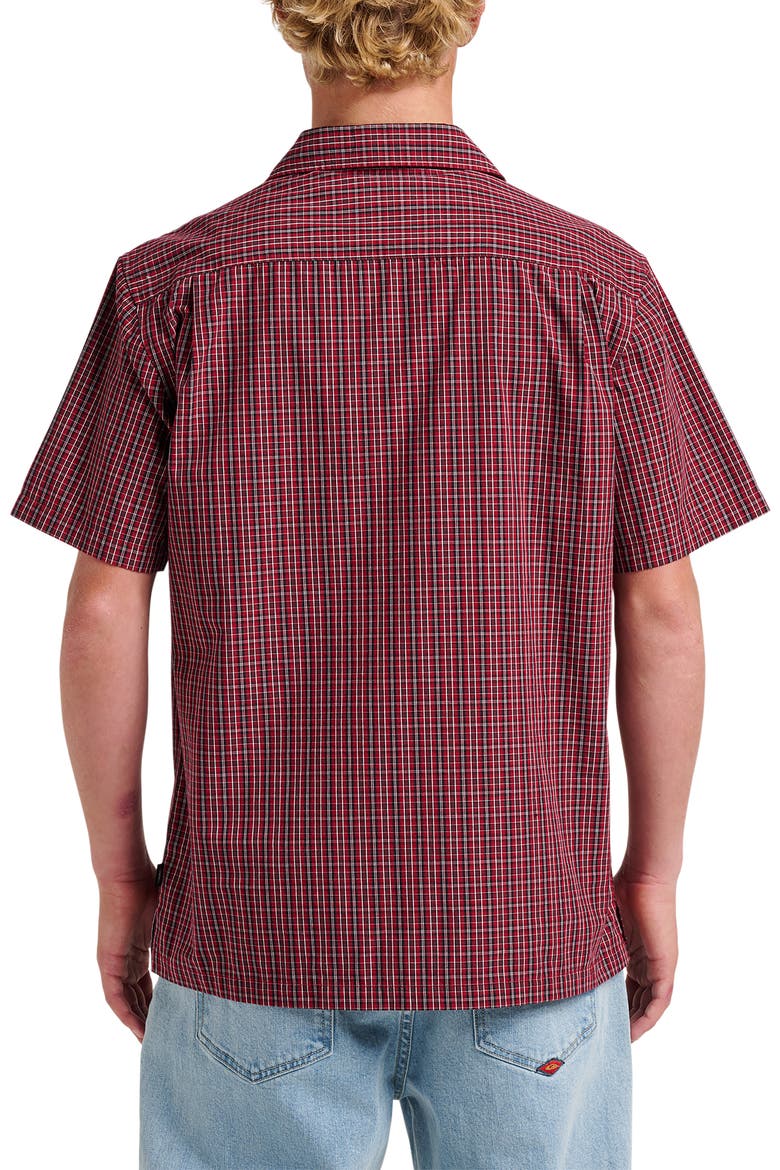 Liquid Metal Plaid Cotton Blend Camp Shirt, Alternate, color, BIKING RED