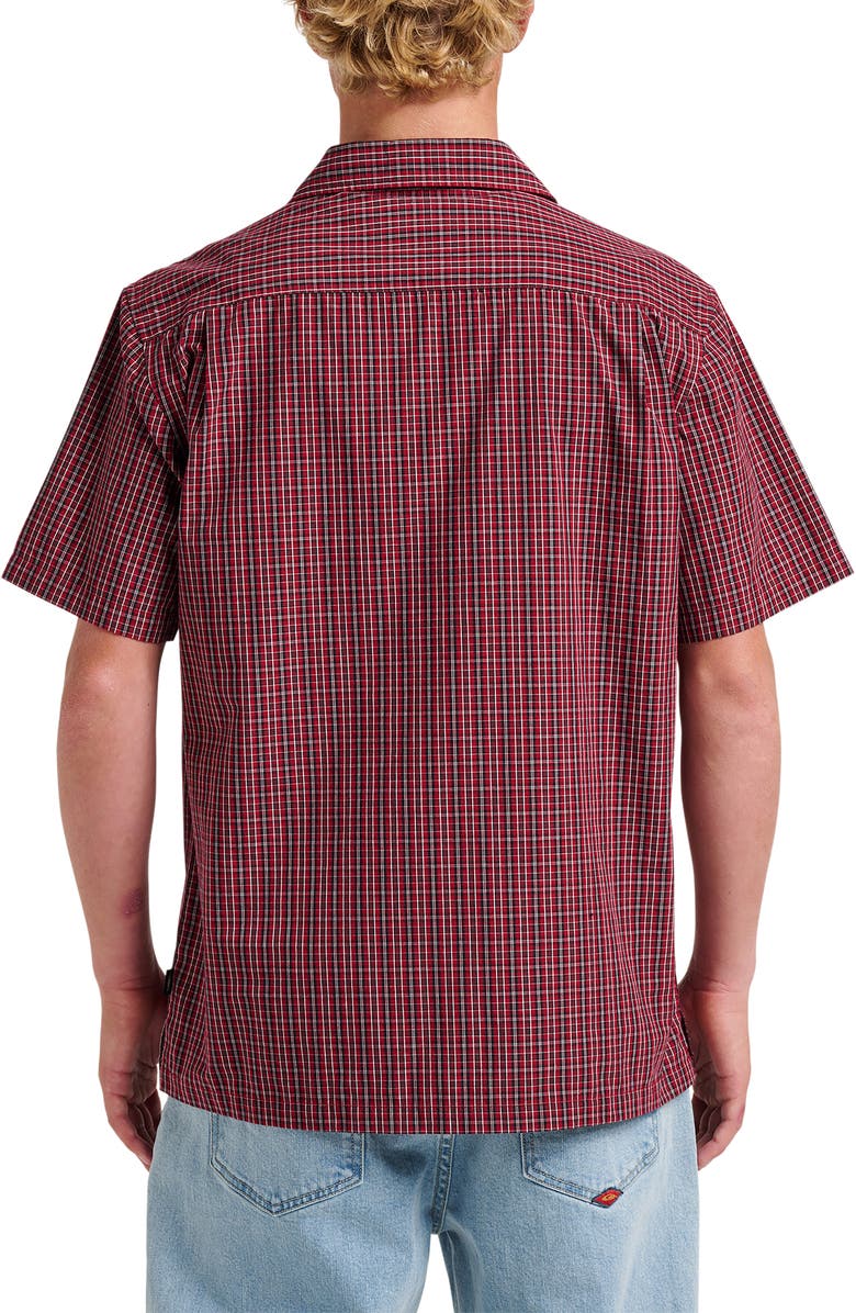 Liquid Metal Plaid Cotton Blend Camp Shirt