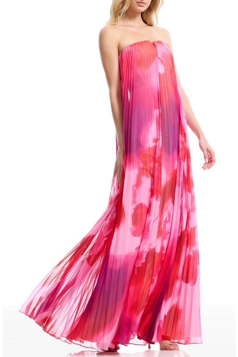 Kelston Strapless Chiffon Gown, Alternate, color, BLUSH MULTI