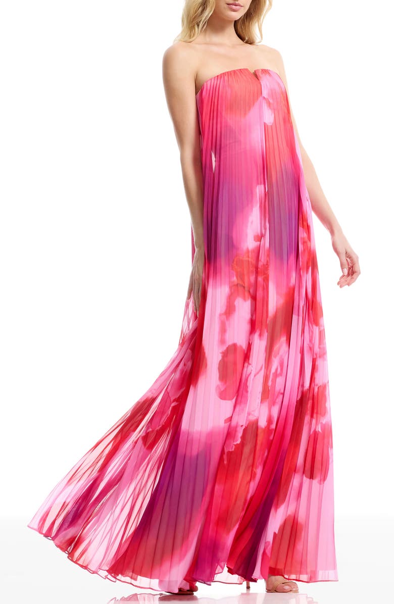 Dress the Population Kelston Strapless Chiffon Gown, Alternate, color, Blush Multi