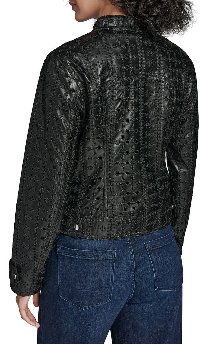 KARL LAGERFELD Eyelet Faux Leather Jacket, Alternate, color, 