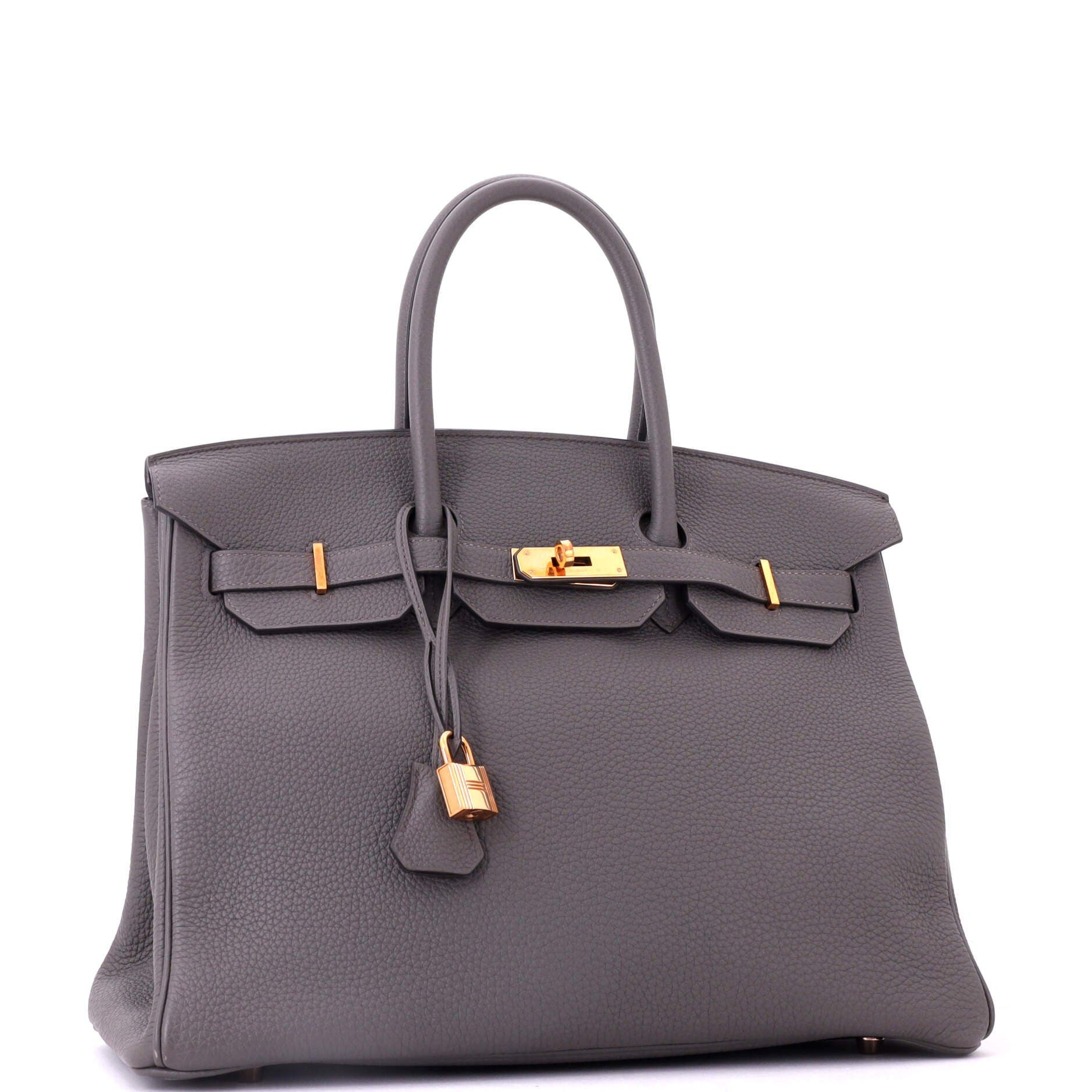 Pre-Owned Hermes Birkin Handbag Grey Togo with Gold Hardware 35, Alternate, color, Etain