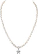 The Pearl Source 4.0-4.5mm White Freshwater Oval Pearl Star Necklace