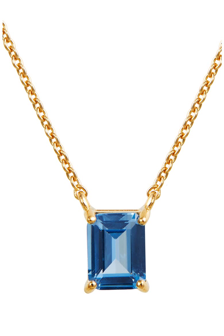 Vermeil Emerald Cut CZ Birth Stone Box Cut Necklace, Main, color, BLUE TOPAZ - DECEMBER