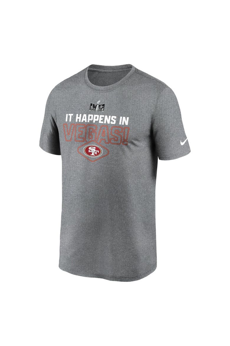 Men's Nike Heather Gray San Francisco 49ers Super Bowl LVIII Logo Lockup T-Shirt, Alternate, color, Heather Gray