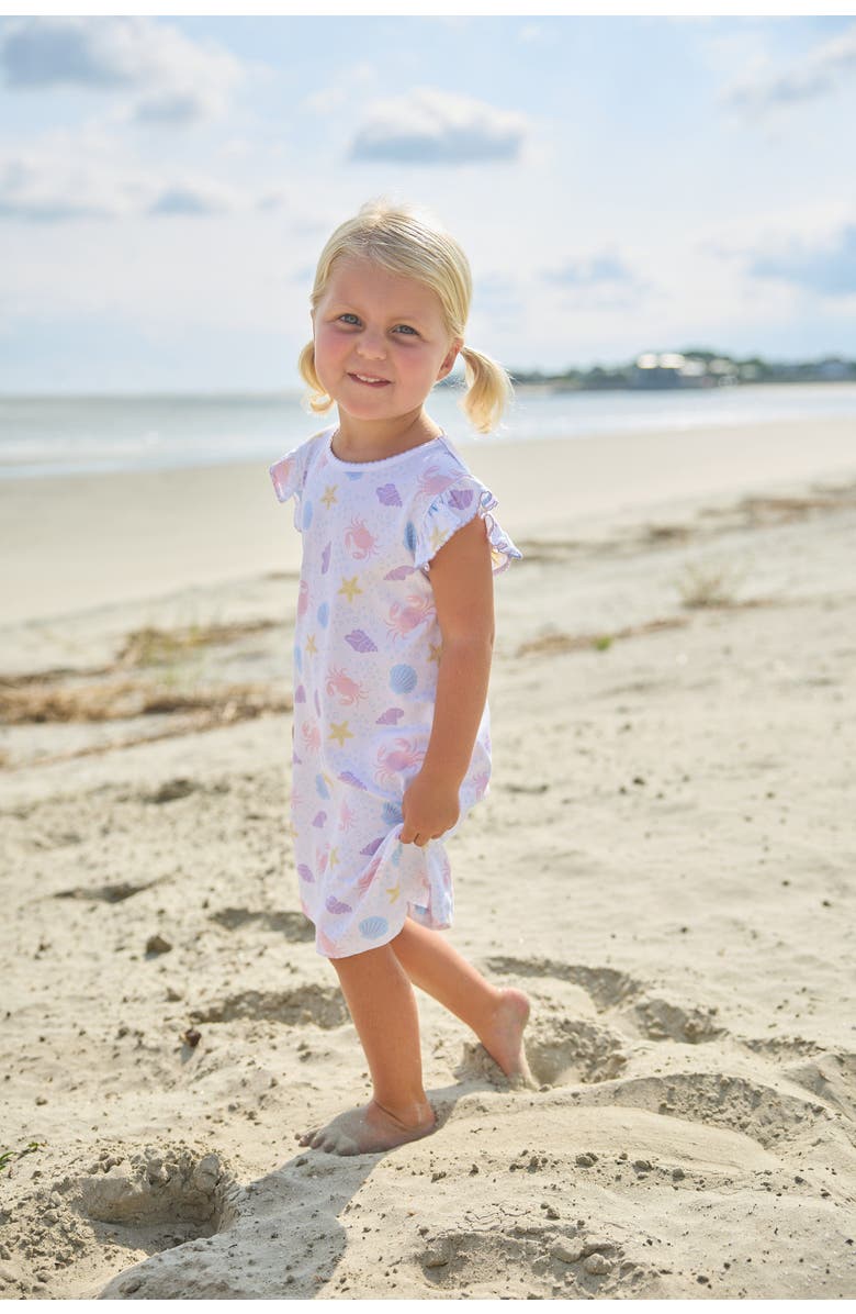 Little English Kids' Printed Angel Sleeve Dress, Alternate, color, Sea Shells