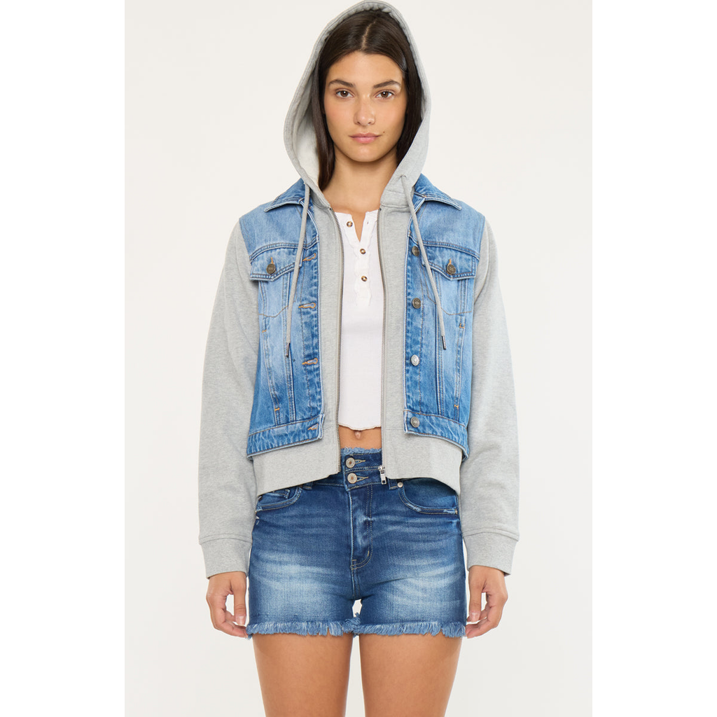 Kancan Kenzie Denim Hoodie Jacket In Blue