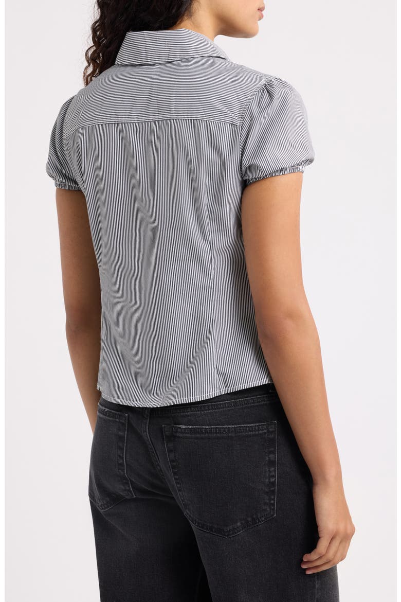 Clover Stripe Short Sleeve Button-Up Shirt, Alternate, color, BLACK STRIPE