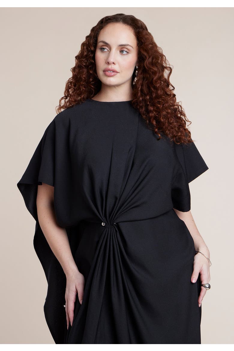 Draped Cape High Low Maxi Dress, Alternate, color, BLACK ONYX