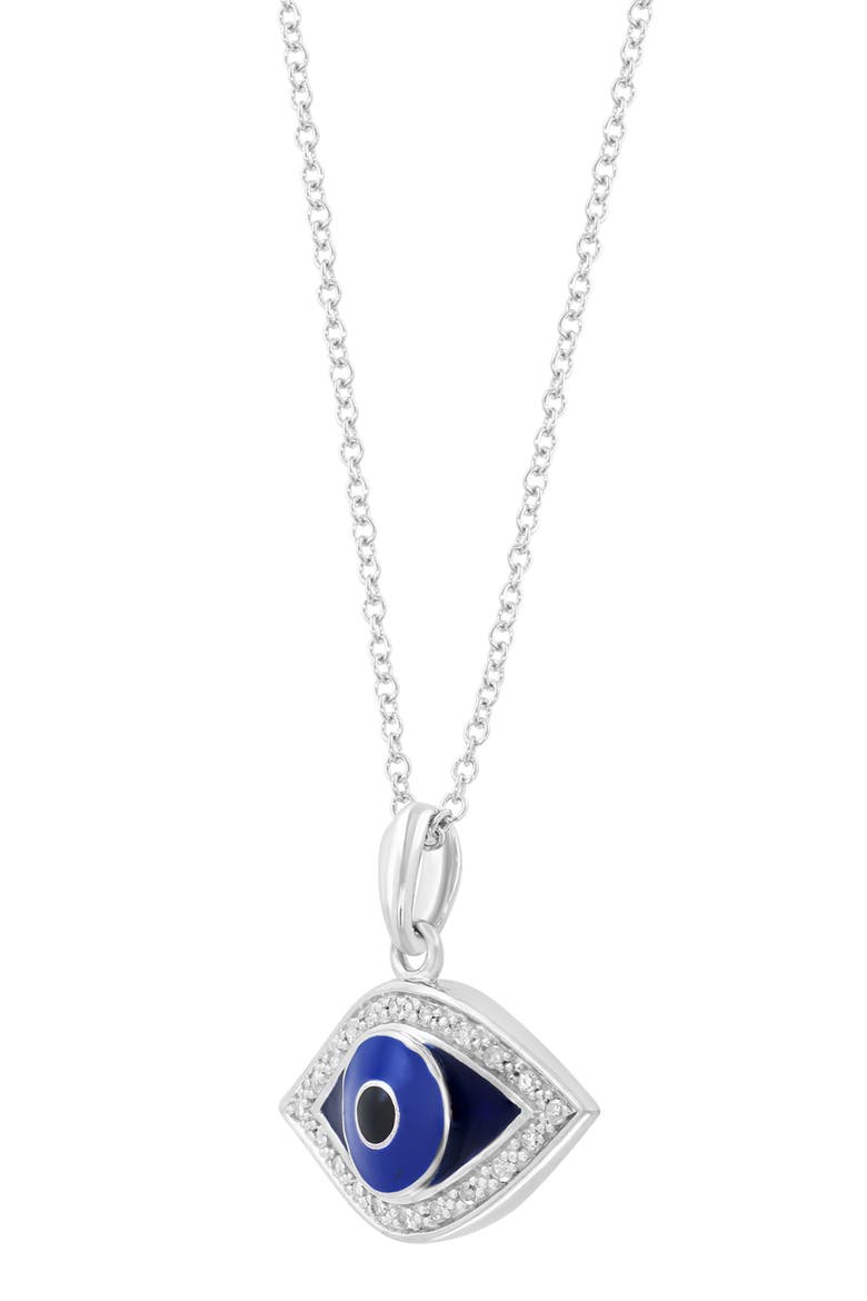 Sterling Silver Diamond Evil Eye Pendant Necklace, Alternate, color, BLUE