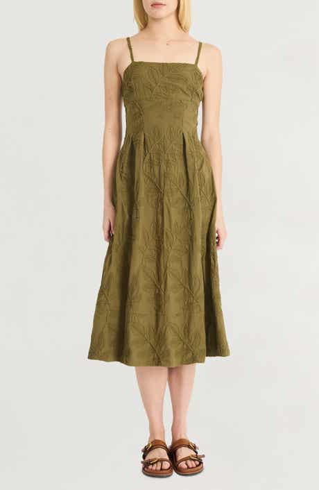 Luxely Embroidered Cotton A-Line Sundress